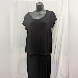 Boden Flattering Black Short Sleeve Tiered Dress Size 12